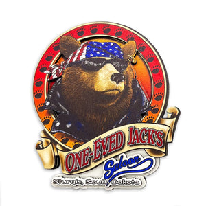 One Eyed Jack's Saloon Cool Bear Wooden 3D Magnet