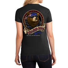 Load image into Gallery viewer, Ladies One Eyed Jack's Saloon Cool Bear V-Neck T-Shirt