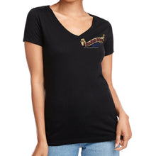 Load image into Gallery viewer, Ladies One Eyed Jack's Saloon Cool Bear V-Neck T-Shirt