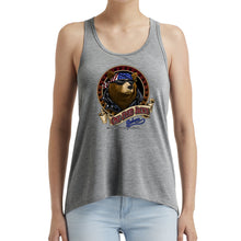 Load image into Gallery viewer, Ladies One Eyed Jack's Saloon Front Printed Cool Bear Hi-Lo Racerback Tank Top