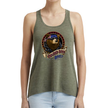 Load image into Gallery viewer, Ladies One Eyed Jack's Saloon Front Printed Cool Bear Hi-Lo Racerback Tank Top