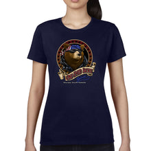 Load image into Gallery viewer, Ladies One Eyed Jack's Saloon Front Printed Cool Bear T-Shirt
