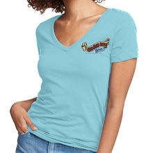Load image into Gallery viewer, Ladies One Eyed Jack's Saloon Cool Bear V-Neck T-Shirt