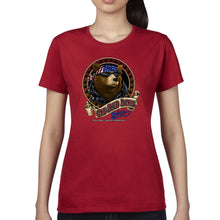 Load image into Gallery viewer, Ladies One Eyed Jack's Saloon Front Printed Cool Bear T-Shirt