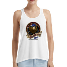 Load image into Gallery viewer, Ladies One Eyed Jack's Saloon Front Printed Cool Bear Hi-Lo Racerback Tank Top