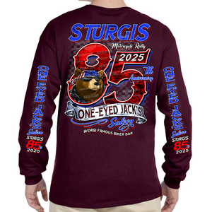 SPECIAL EDITION 2025 Sturgis Motorcycle Rally One Eyed Jack's Saloon Big 85th Long Sleeve