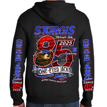 Load image into Gallery viewer, SPECIAL EDITION 2025 Sturgis Motorcycle Rally One Eyed Jack&#39;s Saloon Big 85th Zip-up Hoodie