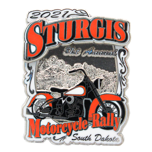 2021 Sturgis Motorcycle Rally 81st Annual Orange Bike Pin