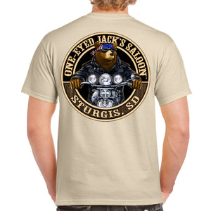 One Eyed Jack's Saloon Badass Biker Bear T-Shirt
