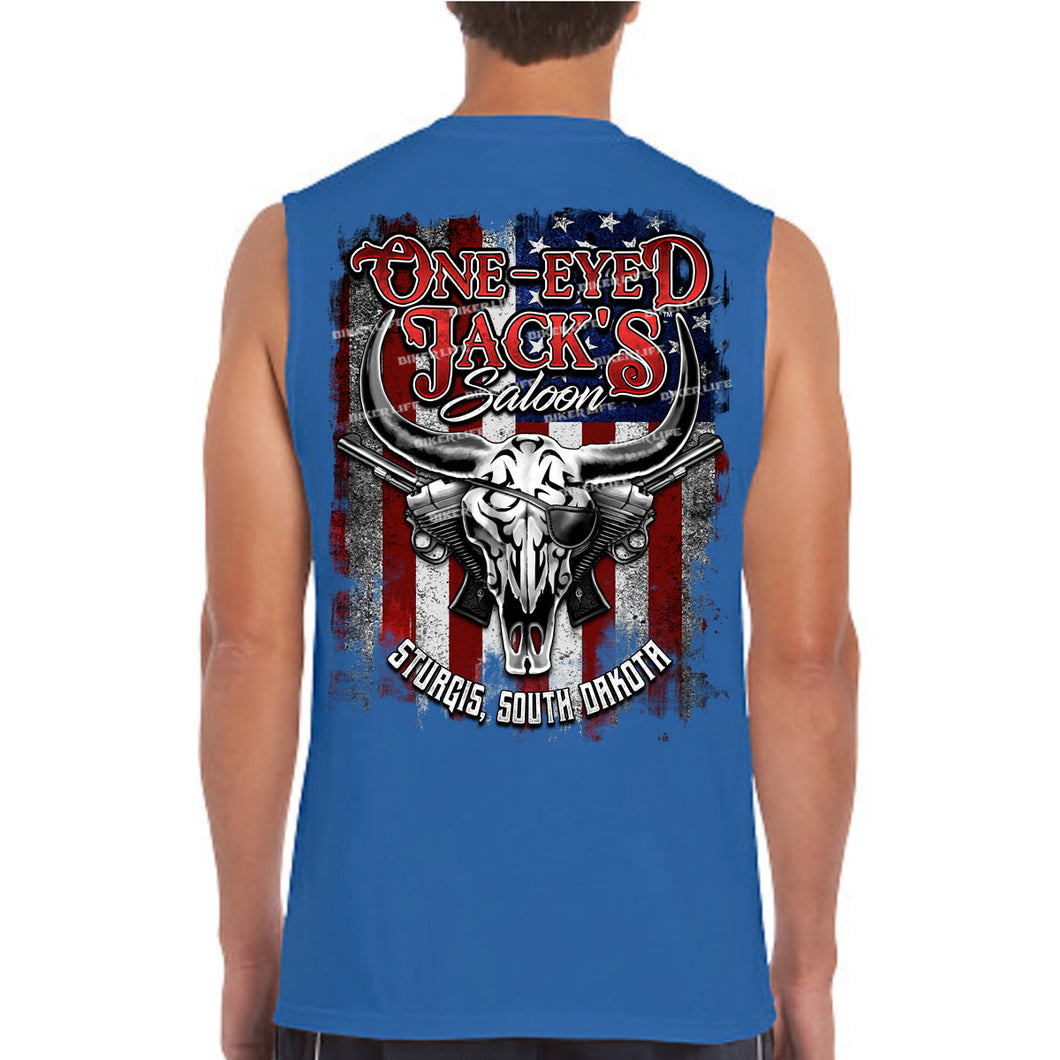 One Eyed Jack's Saloon Bison Skull Muscle Shirt