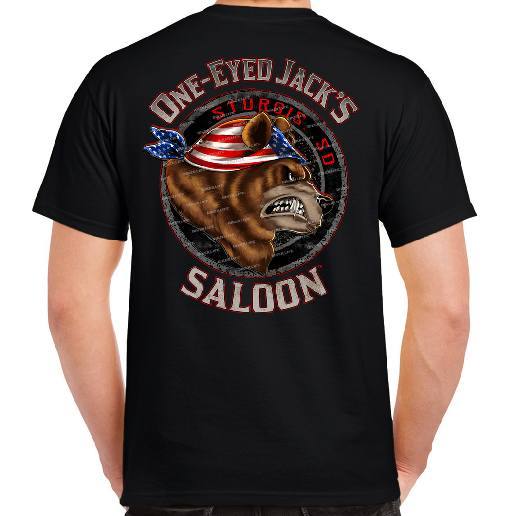 One Eyed Jack's Saloon Snarling Bear T-Shirt