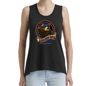 Ladies One Eyed Jack's Saloon Front Printed Cool Bear Hi-Lo Tank Top