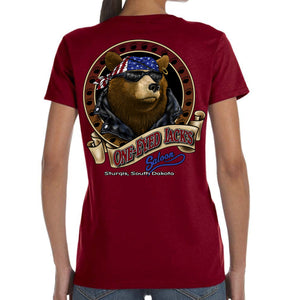 Ladies One Eyed Jack's Saloon Cool Bear T-Shirt