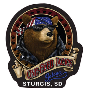 One Eyed Jack's Saloon Cool Bear Decal Sticker